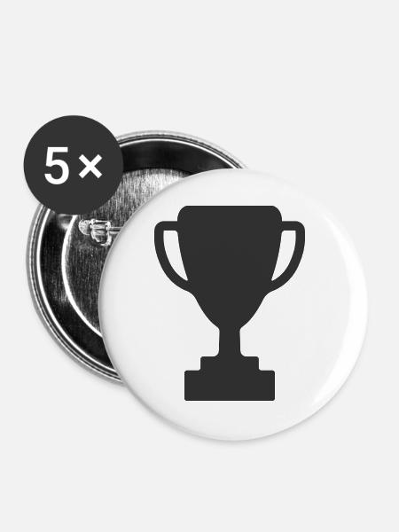 Pokal-Symbol - Buttons klein 25 mm (5er Pack) - Weiß