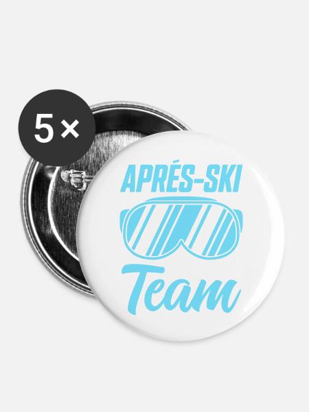 apres ski team - Buttons klein 25 mm (5er Pack) - Weiß