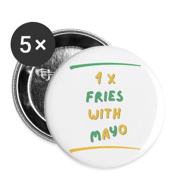 FRIES WITH MAYO - Buttons klein 25 mm (5er Pack) - Weiß - Vorne
