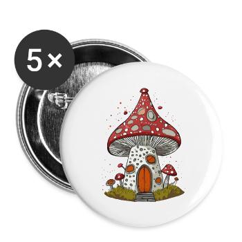 Imaginative Mushroom House - Buttons small 1''/25 mm (5-pack) - white - Front