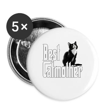 Cat Mom Best Catmother Ever Crazy Cat Mother Kitty - Buttons small 1''/25 mm (5-pack) - white - Front