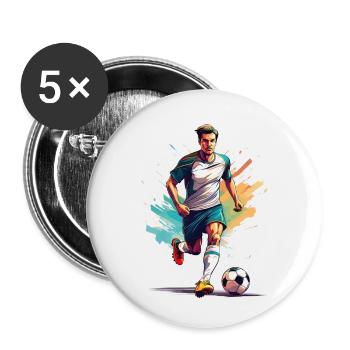 Football – Cadeau pour les joueurs de football - Lot de 5 petits badges (25 mm) - blanc - Devant