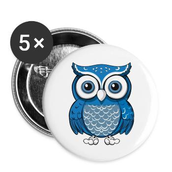 Niedliche Eule Kawaii Maskottchen - Buttons klein 25 mm (5er Pack) - Weiß - Vorne