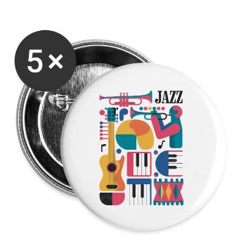 Design coloré sur le thème de la musique - Lot de 5 petits badges (25 mm) - blanc - Devant