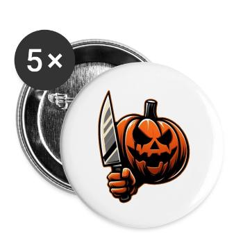 Killer Pumpkin - Halloween Horror Jack-o-Lantern - Buttons small 1''/25 mm (5-pack) - white - Front