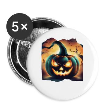 Citrouille d’Halloween effrayante - Lot de 5 petits badges (25 mm) - blanc - Devant