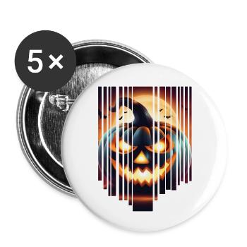 Citrouille d’Halloween effrayante - Lot de 5 petits badges (25 mm) - blanc - Devant