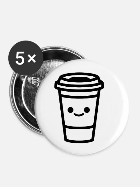 Kaffeebecher - Buttons klein 25 mm (5er Pack) - Weiß