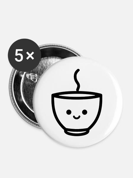 Kaffeebecher - Buttons klein 25 mm (5er Pack) - Weiß