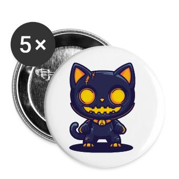 Chat Halloween Drôle - Lot de 5 petits badges (25 mm) - blanc - Devant