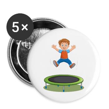 Ein fröhliches Kind, das Trampolin springt - Buttons klein 25 mm (5er Pack) - Weiß - Vorne