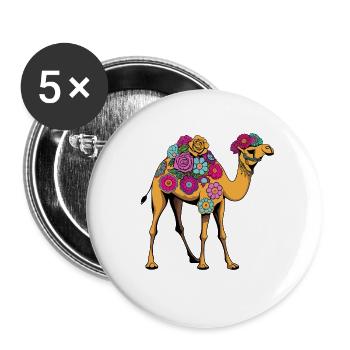 Fleurs de chameau - Lot de 5 petits badges (25 mm) - blanc - Devant