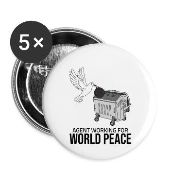 Agent working for World Peace - Buttons klein 25 mm (5er Pack) - Weiß - Vorne