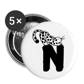 Katze Buchstabe N - Buttons klein 25 mm (5er Pack) - Weiß - Vorne