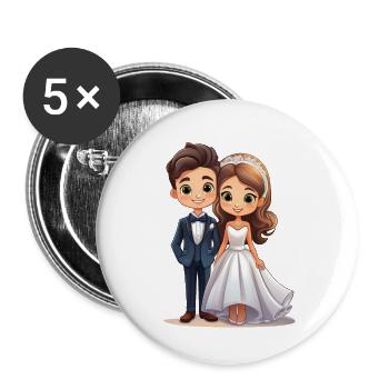 Les mariés avant le mariage - Lot de 5 petits badges (25 mm) - blanc - Devant