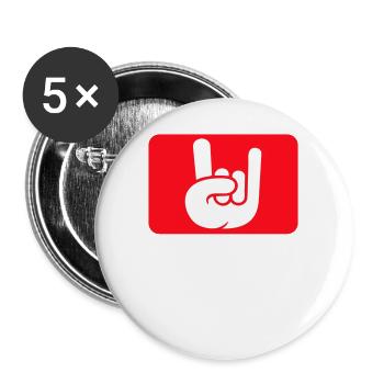 Heavy Metal Is My Life Hard Rock Horns Texte Logo - Lot de 5 petits badges (25 mm) - blanc - Devant