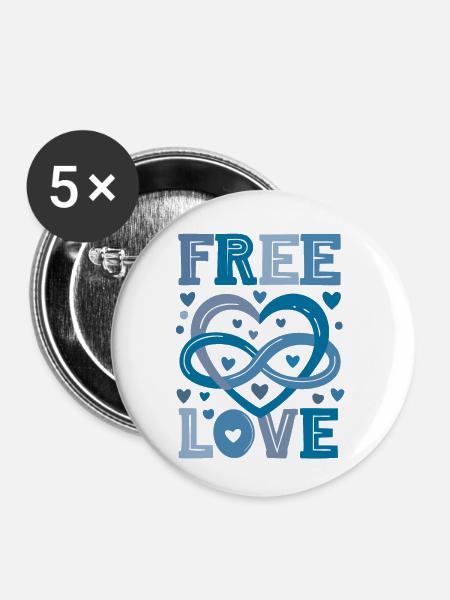Polyamorie Symbol - Türkis - Buttons klein 25 mm (5er Pack) - Weiß