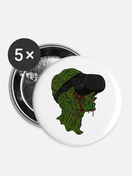 Virtual Reality Zombie - Buttons klein 25 mm (5er Pack) - Weiß