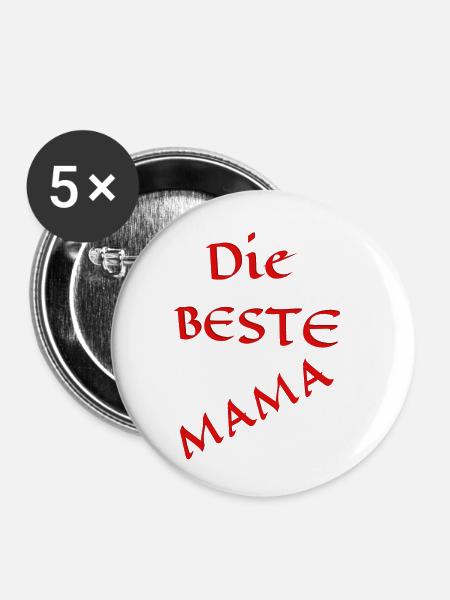 Die Beste Mama - Buttons klein 25 mm (5er Pack) - Weiß