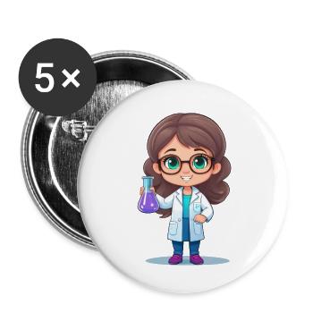 Chimiste, technicien de laboratoire ou scientifique - Lot de 5 petits badges (25 mm) - blanc - Devant