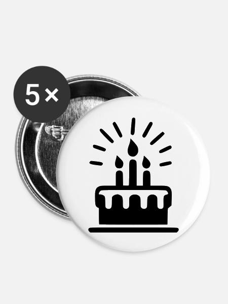 Kuchen - Buttons klein 25 mm (5er Pack) - Weiß
