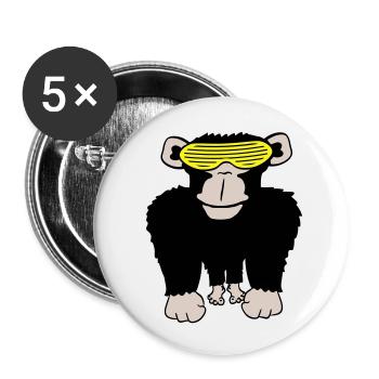 Funky Sonnenbrille Gorilla Cooler Party Affe Spaß - Buttons klein 25 mm (5er Pack) - Weiß - Vorne