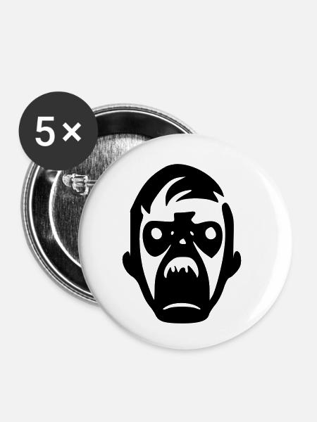 Zombie-Monster - Buttons klein 25 mm (5er Pack) - Weiß