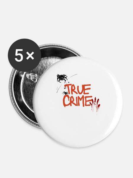 True Crime - Buttons klein 25 mm (5er Pack) - Weiß