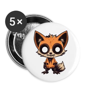 Renard Halloween Bande Dessinée Drôle - Lot de 5 petits badges (25 mm) - blanc - Devant