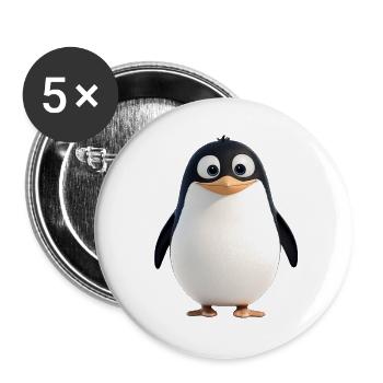 Le pingouin, un porteur de queue-de-pie - Lot de 5 petits badges (25 mm) - blanc - Devant