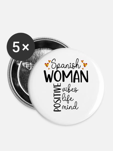 Positives Mädchen Spanierin - Buttons klein 25 mm (5er Pack) - Weiß