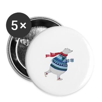 Schlittschuh laufen - Buttons klein 25 mm (5er Pack) - Weiß - Vorne