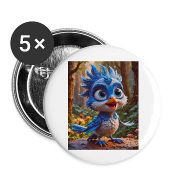 Super süße Vögel auf der ganzen Welt – Blauhäher - Buttons klein 25 mm (5er Pack) - Weiß - Vorne