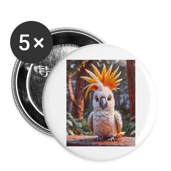 super süßes australisches Tier Down Under – Kakadu - Buttons klein 25 mm (5er Pack) - Weiß - Vorne