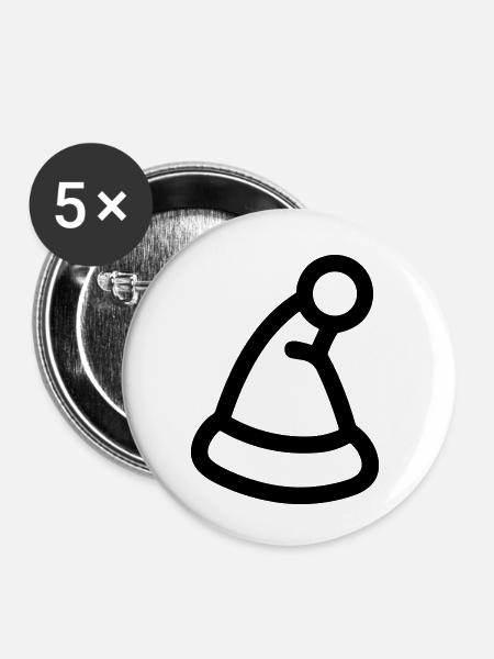 Weihnachtsmütze - Buttons klein 25 mm (5er Pack) - Weiß