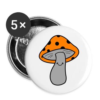 Pilz Champignon - Lot de 5 petits badges (25 mm) - blanc - Devant