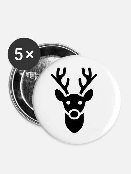 Rentier - Buttons klein 25 mm (5er Pack) - Weiß