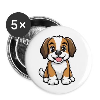 Saint Bernard Dog Comic Cute - Buttons small 1''/25 mm (5-pack) - white - Front
