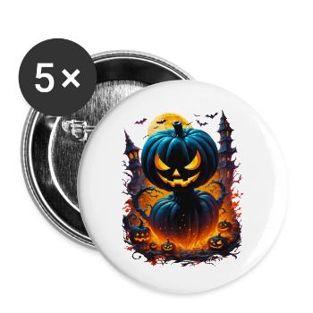 Pumpkin Man - Buttons small 1''/25 mm (5-pack) - white - Front