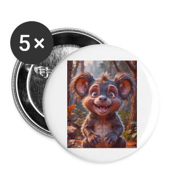 super süßes australisches Tier Tasmanischer Teufel - Buttons klein 25 mm (5er Pack) - Weiß - Vorne