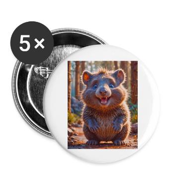 super süßes australisches Tier Down Under Wombat - Buttons klein 25 mm (5er Pack) - Weiß - Vorne