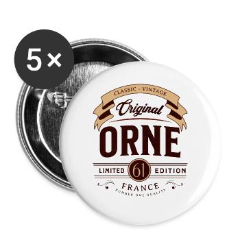 Orne Department France - Buttons small 1''/25 mm (5-pack) - white - Front
