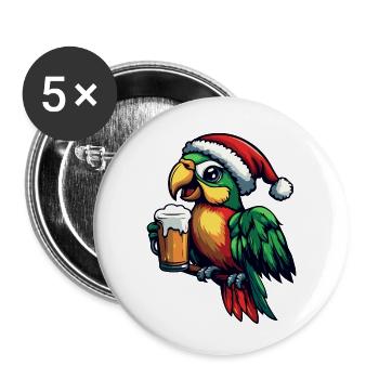Papagai Weihnachten Bier - Buttons klein 25 mm (5er Pack) - Weiß - Vorne