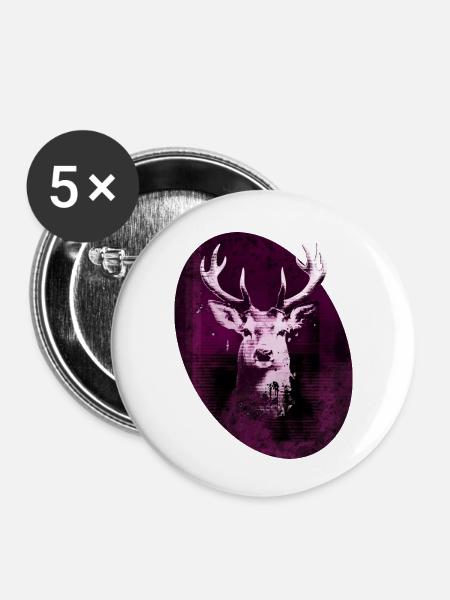 hirsch oval - Buttons klein 25 mm (5er Pack) - Weiß