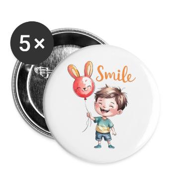 T-shirt "Sourire Enfantin - Sourire et Joie" - Lot de 5 petits badges (25 mm) - blanc - Devant