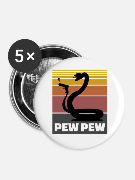 Schlange Pew Pew Geschenk - Buttons klein 25 mm (5er Pack) - Weiß