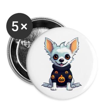 Chihuahua Hallooween Pull - Lot de 5 petits badges (25 mm) - blanc - Devant