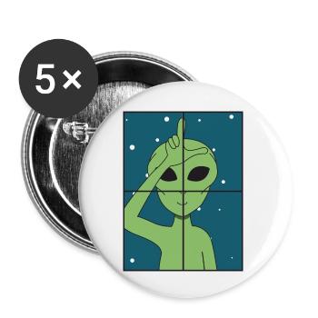Alien - Buttons klein 25 mm (5er Pack) - Weiß - Vorne