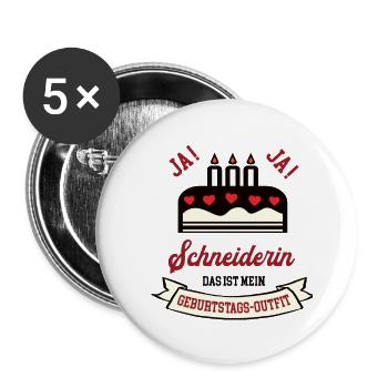 Geburtstag Schneiderin Schneider Frau Schneiderei - Buttons klein 25 mm (5er Pack) - Weiß - Vorne