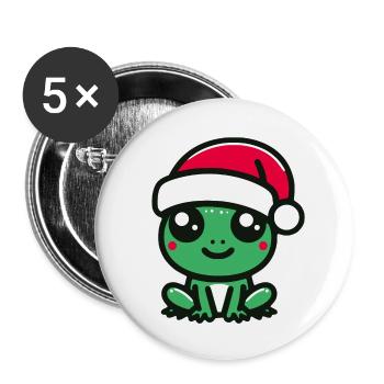 Grenouille de Noël - Lot de 5 petits badges (25 mm) - blanc - Devant